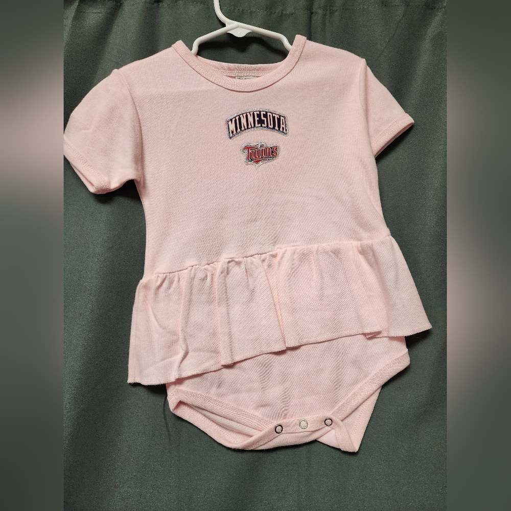 Girl's Pink MN Twins Dress Onesies, 3-6 months, 6-12, 12-18 & 18-24 months